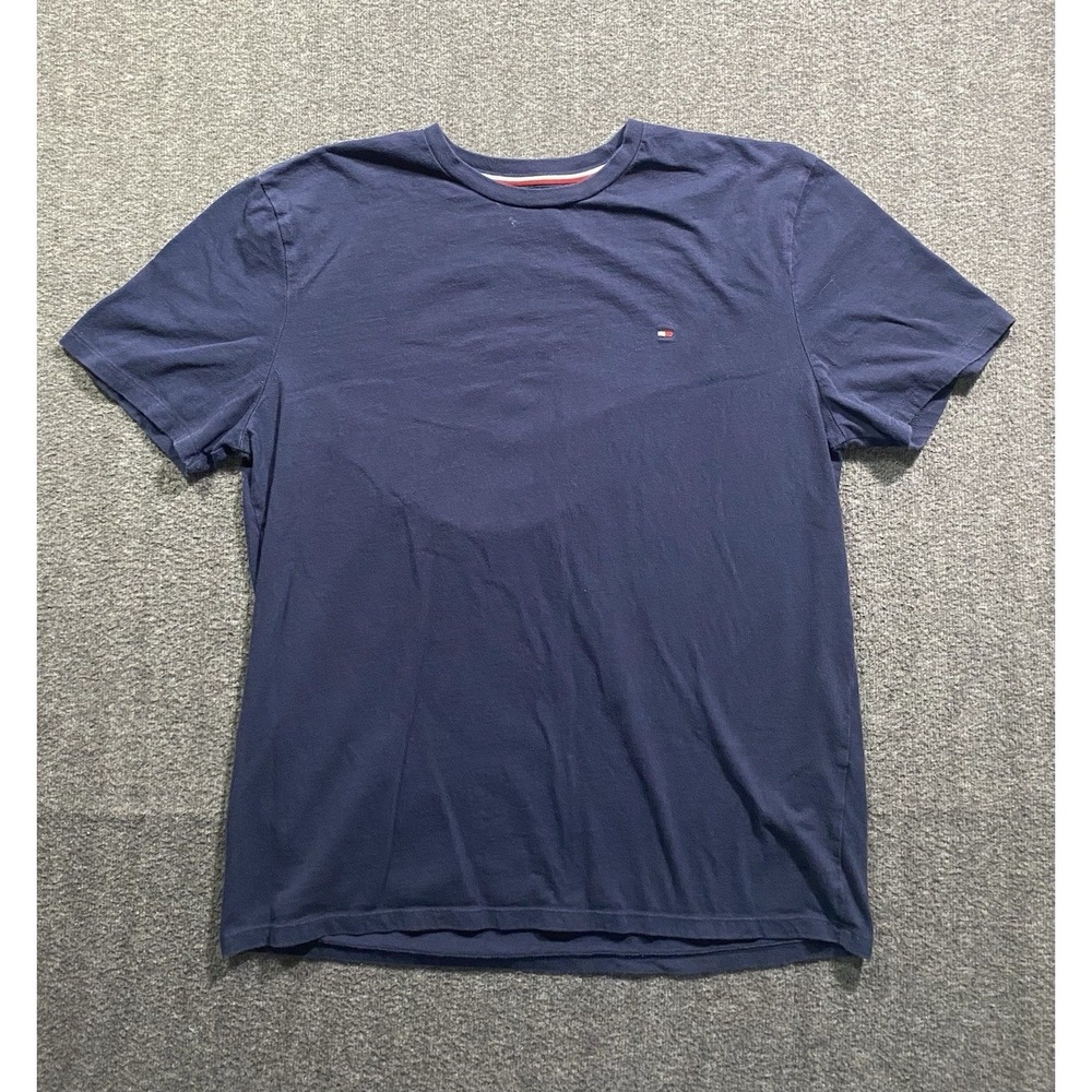 Tommy Hilfiger Mens T Shirt Navy Blue Short Sleeve Crew Neck Logo Size L